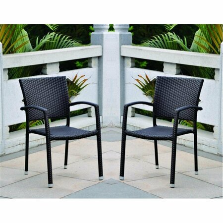 INTERNATIONAL CARAVAN 4210-SQ-BKA-S-2 Bardelona Resin Wicker Square Back Dining Chair - Black, 2PK 4210-SQ-2CH-BKA